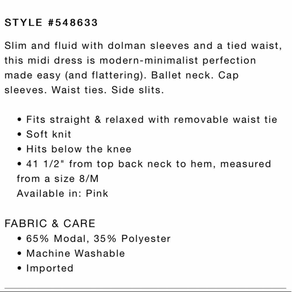 Dolman Tie Waist Modern Minimalist MIDI Dress M L - Picture 6 of 6